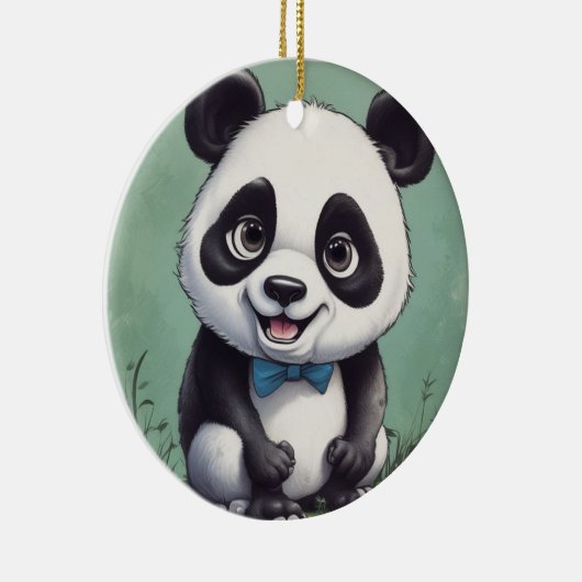 Panda Cartoon Tekenkunst Keramisch Ornament (Rechts)