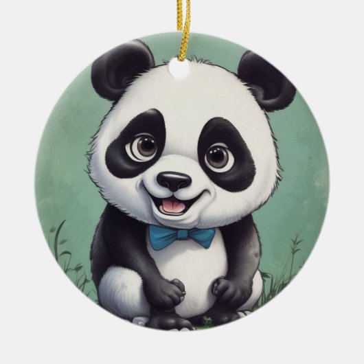 Panda Cartoon Tekenkunst Keramisch Ornament (Voorkant)