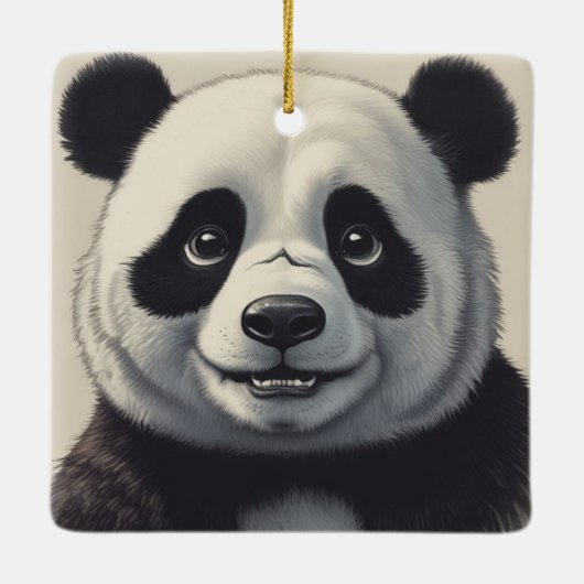 Panda Cartoon Tekenkunst Keramisch Ornament (Achterkant)
