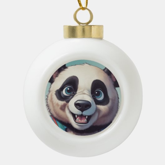 Panda Cartoon Tekenkunst Keramische Bal Ornament (Voorkant)