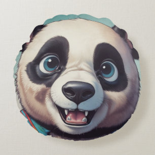 Panda Cartoon Tekenkunst Rond Kussen
