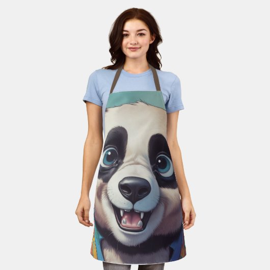 Panda Cartoon Tekenkunst Schort (Gedragen)