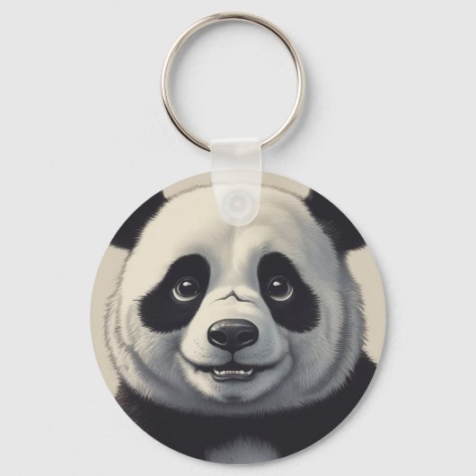 Panda Cartoon Tekenkunst Sleutelhanger (Voorkant)