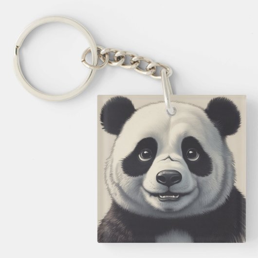Panda Cartoon Tekenkunst Sleutelhanger (voorkant)
