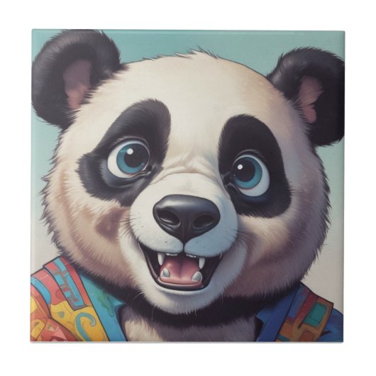 Panda Cartoon Tekenkunst Tegeltje (Voorkant)