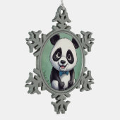 Panda Cartoon Tekenkunst Tin Sneeuwvlok Ornament (Links)