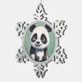 Panda Cartoon Tekenkunst Tin Sneeuwvlok Ornament (Rechts)