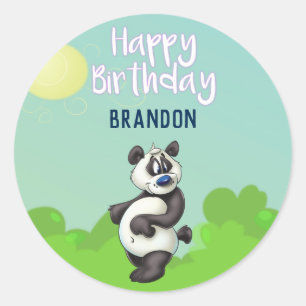Panda Cartoon Verjaardag Stickers