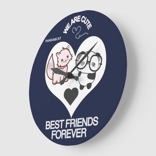 PANDA CAT Cute Grote Klok (Hoek)
