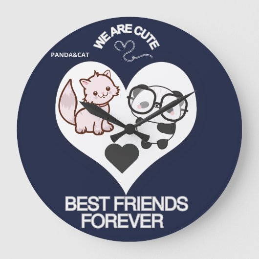 PANDA CAT Cute Grote Klok (Voorkant)