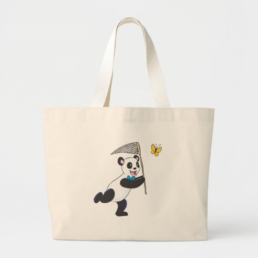 Panda Chasing Butterfly Grote Tote Bag (Voorkant)