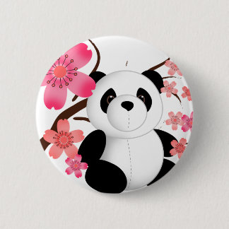 Panda Cherry Blossom Ronde Button 5,7 Cm