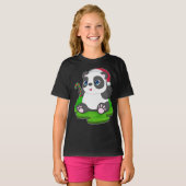 Panda Christmas Candy Cane T-shirt (Voorkant volledig)