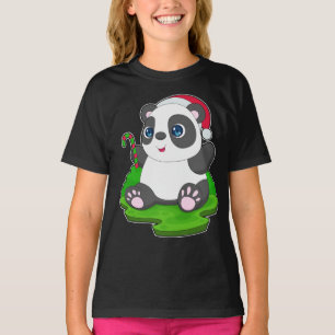 Panda Christmas Candy Cane T-shirt