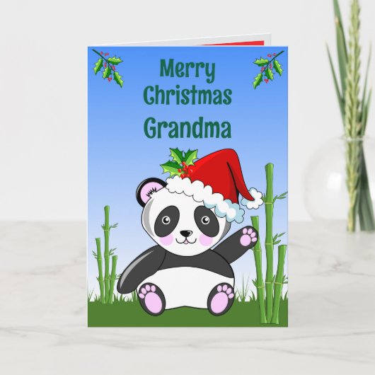 Panda Christmas Folded Greeting Card Kaart (Voorkant)