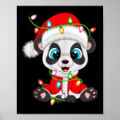 Panda Christmas Lights Santa Costume Cute Animal X Poster (Voorkant)