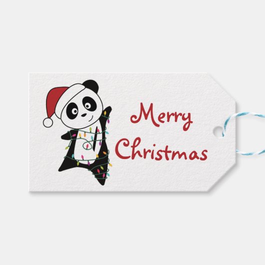 Panda Christmas Snow Winter Animals Pandas Trucker Cadeaulabel (Voorkant (Horizontaal))