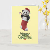 Panda Christmas Stocking Kaart (Gele Bloem)