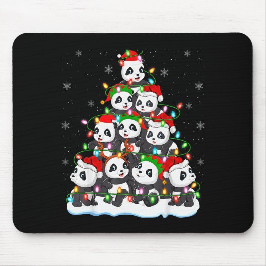 Panda Christmas Tree Lights Xmas Sweater Holiday P Muismat (Voorkant)