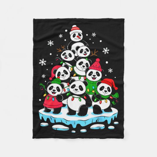 Panda Christmas Tree Panda Lover Xmas Squad Men Wo Fleece Deken (Voorkant)