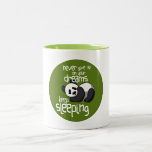 panda citsleeping dreams never give up humou tweekleurige koffiemok