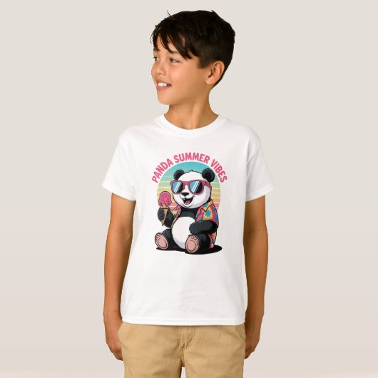 Panda Cool Été Glace Enfant T-shirt (Voorkant volledig)