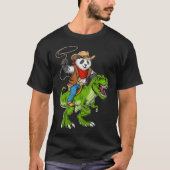 Panda Cowboy Riding T-Rex Dinosaur T-shirt (Voorkant)