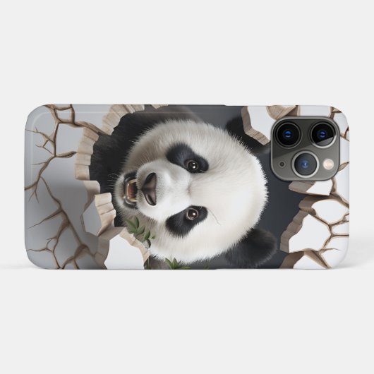Panda Cracked Hole Art Panda Smashed Wall 3D Case-Mate iPhone Case (Achterkant (horizontaal))