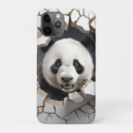 Panda Cracked Hole Art Panda Smashed Wall 3D Case-Mate iPhone Case