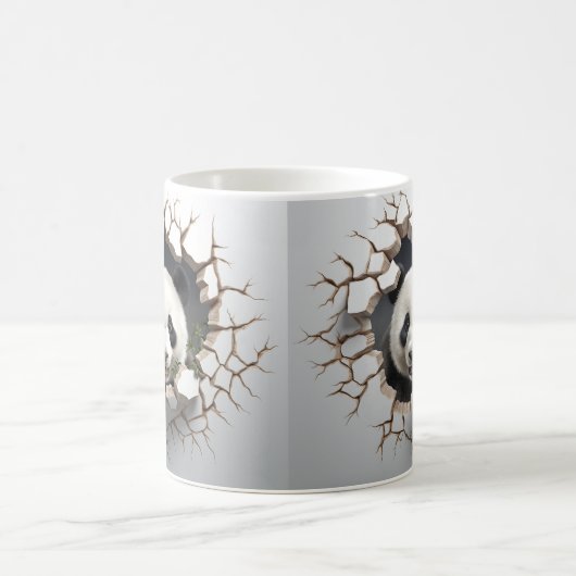 Panda Cracked Hole Art Panda Smashed Wall 3D Koffiemok (Center)