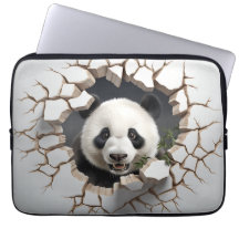 Panda Cracked Hole Art Panda Smashed Wall 3D