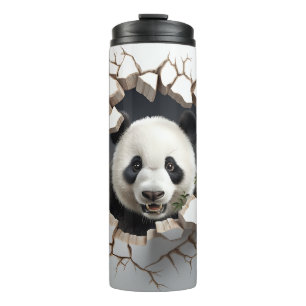 Panda Cracked Hole Art Panda Smashed Wall 3D Thermosbeker