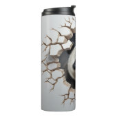 Panda Cracked Hole Art Panda Smashed Wall 3D Thermosbeker (Gedraaid links)