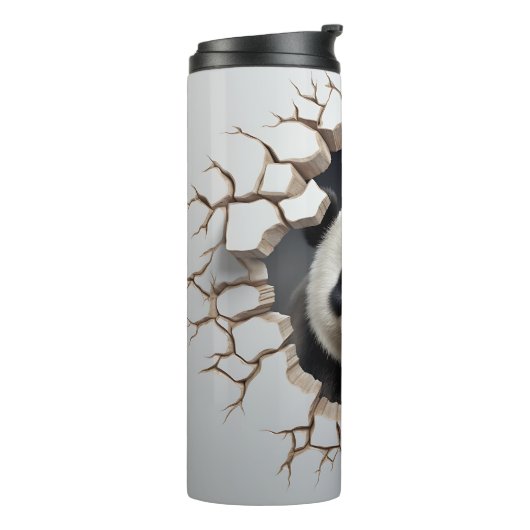 Panda Cracked Hole Art Panda Smashed Wall 3D Thermosbeker (Gedraaid links)