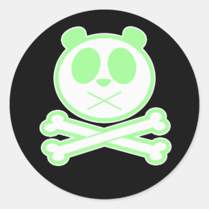 Panda Cross Bone - Green Ronde Sticker