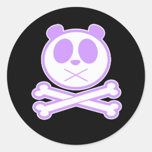 Panda Cross Bone - Paars Ronde Sticker