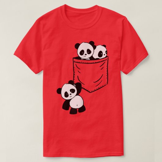 Panda Cub Baby Cute Inside Pocket Hanged Friend Wh T-shirt (Design voorkant)