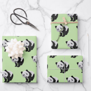 Panda Cub Green Inpakpapier Vel