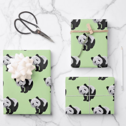 Panda Cub Green Inpakpapier Vel (Voorkant)