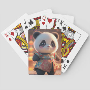 Panda Cub in traditionele Chinese kledij Pokerkaarten