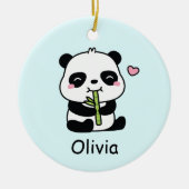Panda Cub Munching On Bamboo Kids Name Keramisch Ornament (Voorkant)