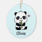 Panda Cub Munching On Bamboo Kids Name Keramisch Ornament (Links)