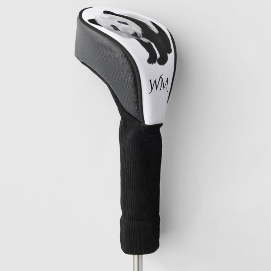 Panda Cub Persoonlijke Initialen Golfheadcover (Schuin)
