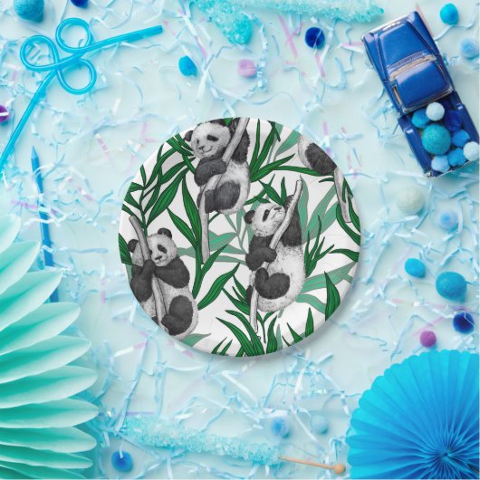 Panda cubs on papieren bordje (Feest)