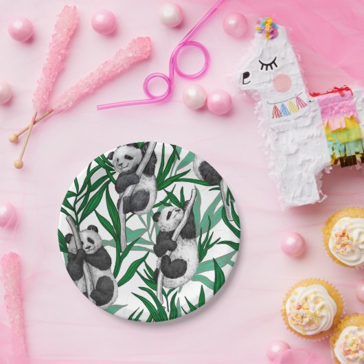 Panda cubs on papieren bordje (Feest)