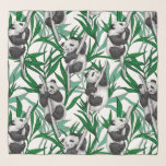 Panda cubs on sjaal<br><div class="desc">Hand- drawn pattern with giant panda cubs climbing branches and bamboo leaves.</div>