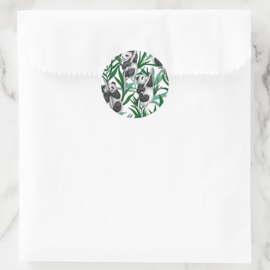 Panda cubs op ronde sticker (Tas)