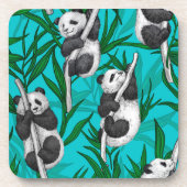 Panda cubs over turkooizen bier onderzetter (Voorkant)