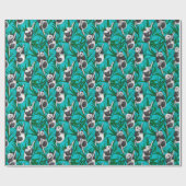 Panda cubs over turkooizen cadeaupapier (Vlak)