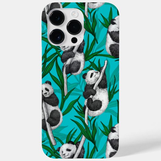 Panda cubs over turkooizen Case-Mate iPhone case (Achterkant)